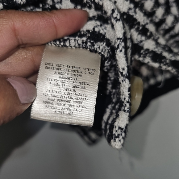 Anthropologie Maeve Townsend Black White Houndstooth Short Sleeve Top Boxy Sz 10 - Picture 11 of 16